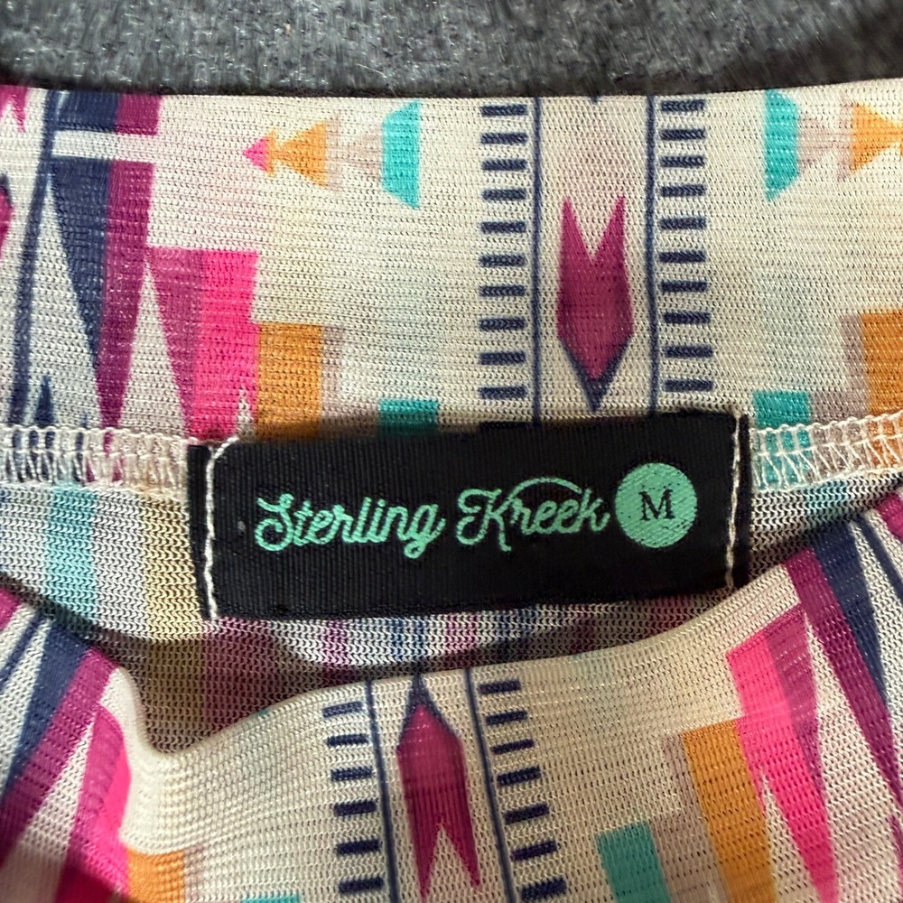 Sterling Kreek Womens Southwestern Aztec Print‎ Mock Neck Long Sleeve Top Medium - Picture 2 of 8